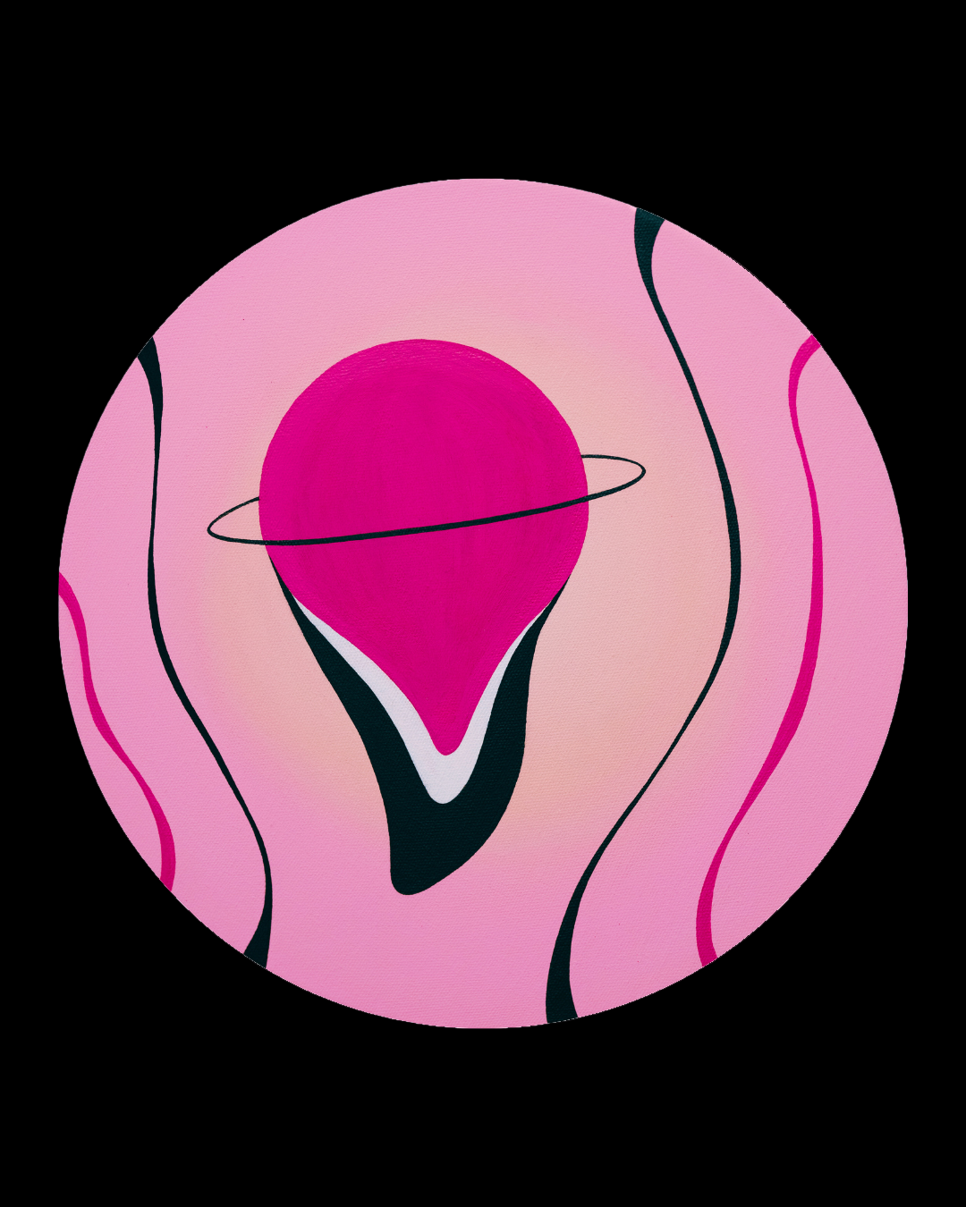 Abstract design with pink and black elements on a white background